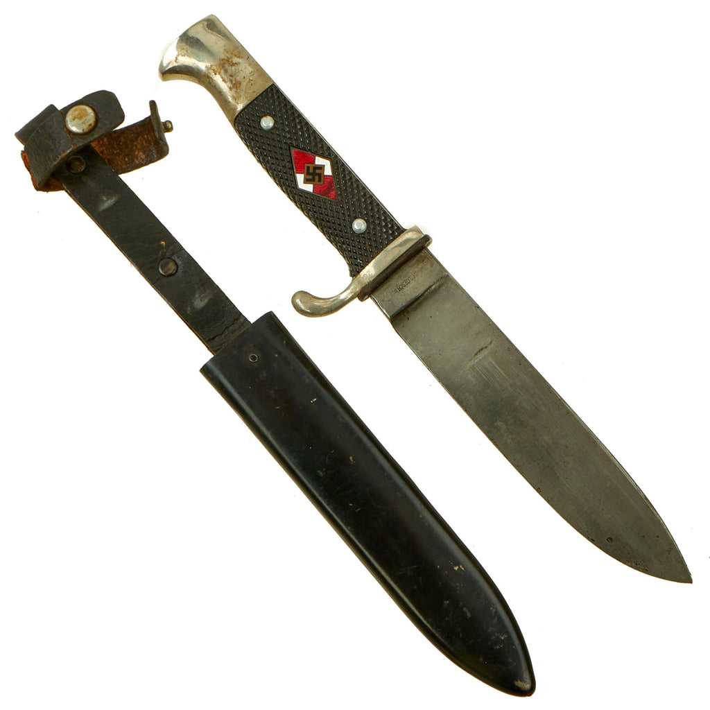 Original German Post War Scout Knife by P.CI. with Inlaid HJ Insignia & Scabbard Original Items