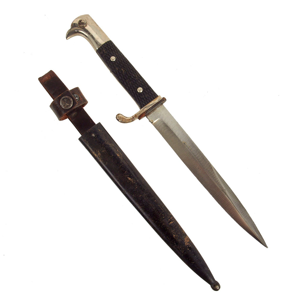 Original German Early WWII Private Purchase Bayonet Style Trench Fighting Knife and Scabbard by Alcoso Original Items