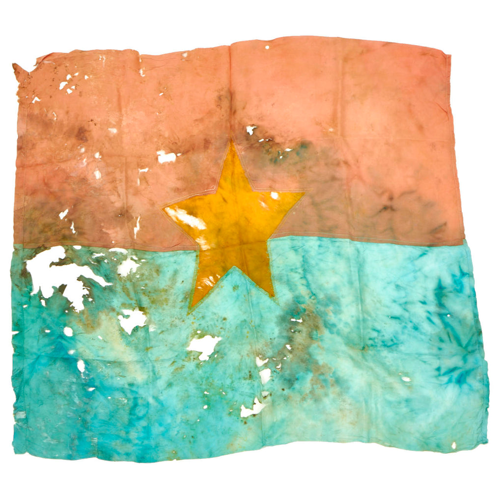 Original Vietnam War Battle Damaged North Vietnamese Army Viet Cong Flag - 32" x 38 ½” Original Items