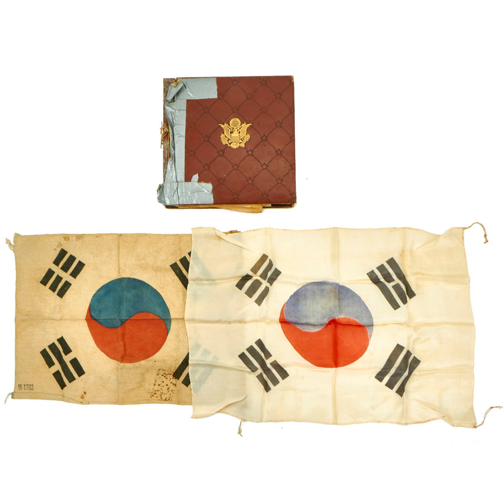Original U.S. Korean War Named 38th Infantry Regiment, 2nd Infantry Division Scrapbook With (2) Bringback South Korean Flags Original Items