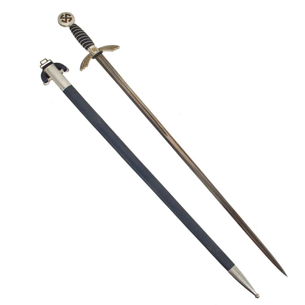 Original German WWII Aluminum Fitted Luftwaffe Officer Sword by SMF with Waffen Mark & Scabbard Original Items