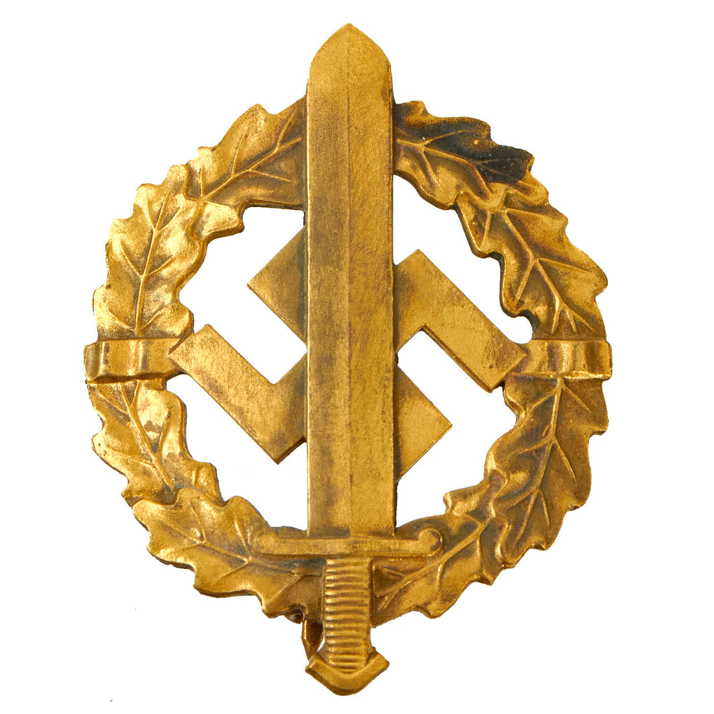Original German WWII SA Sports Badge Gold Grade by L. Chr. Lauer - Numbered 66688 Original Items