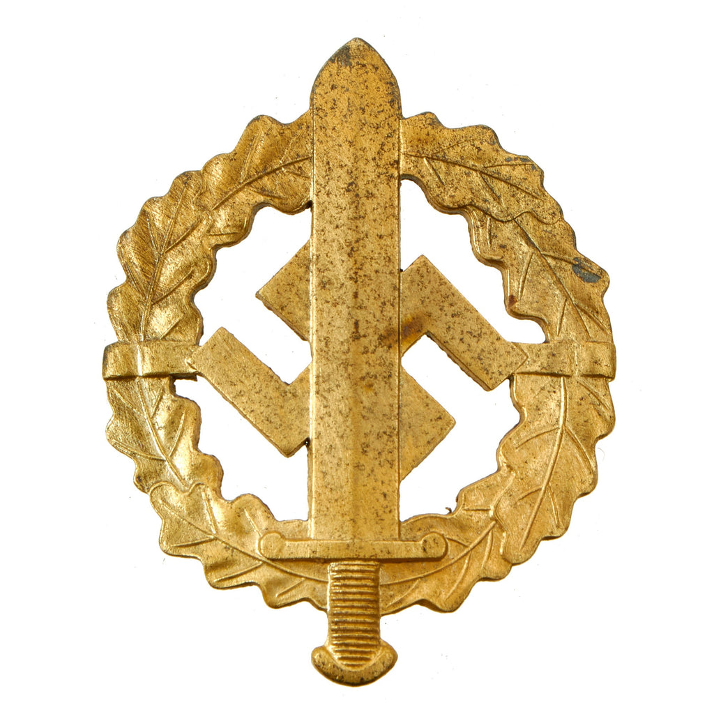 Original German WWII SA Sports Badge Gold Grade by Werner Redo of Saarlautern Original Items