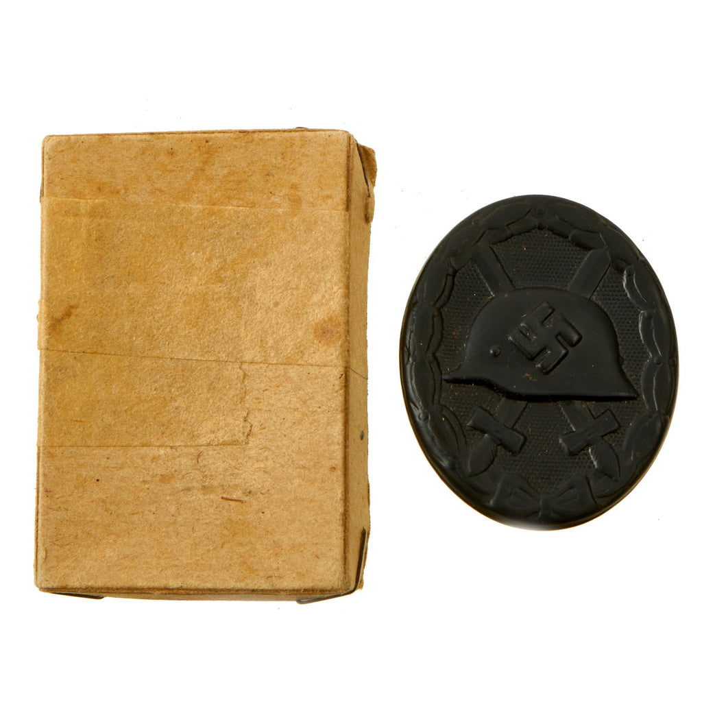 Original German WWII Unissued Hollow Back Black Wound Badge in Box by Eduard Hahn of Oberstein/Nahe Original Items