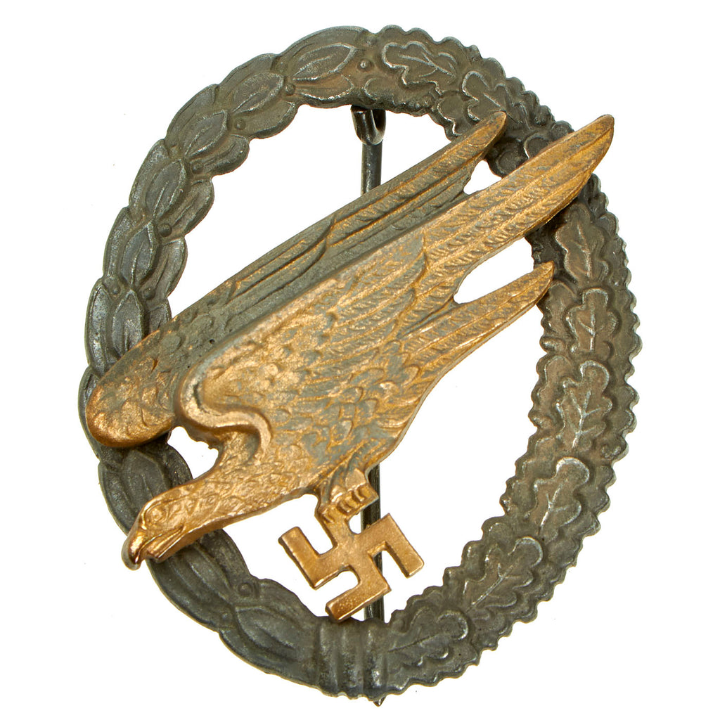Original German WWII Early Tombak Luftwaffe Paratrooper Fallschirmjäger Badge by Berg and Nolte - Parachutist Badge Original Items