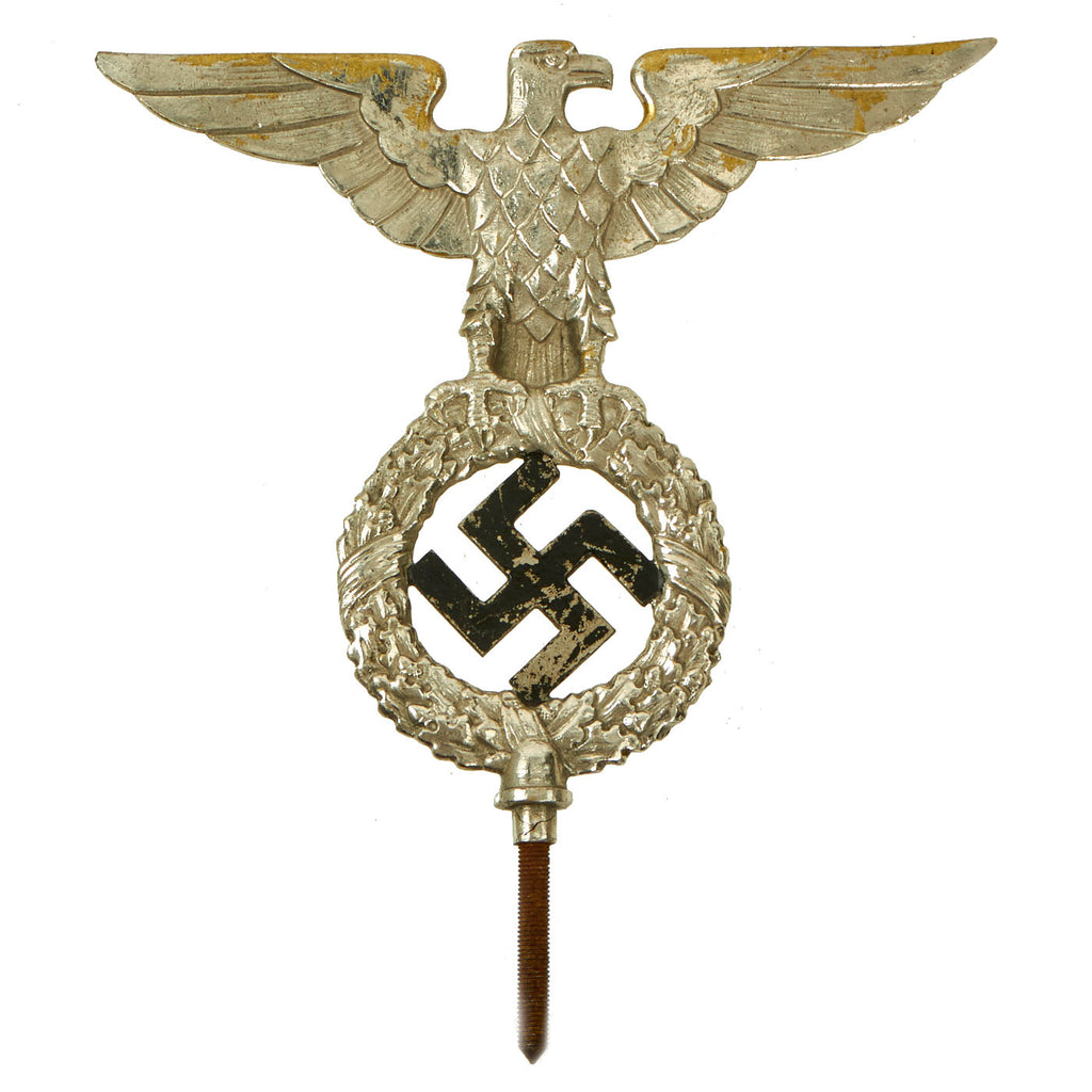 Original German WWII NSDAP National Socialist Party First Pattern Flag Pole Finial "Topper" - Plated Brass Original Items