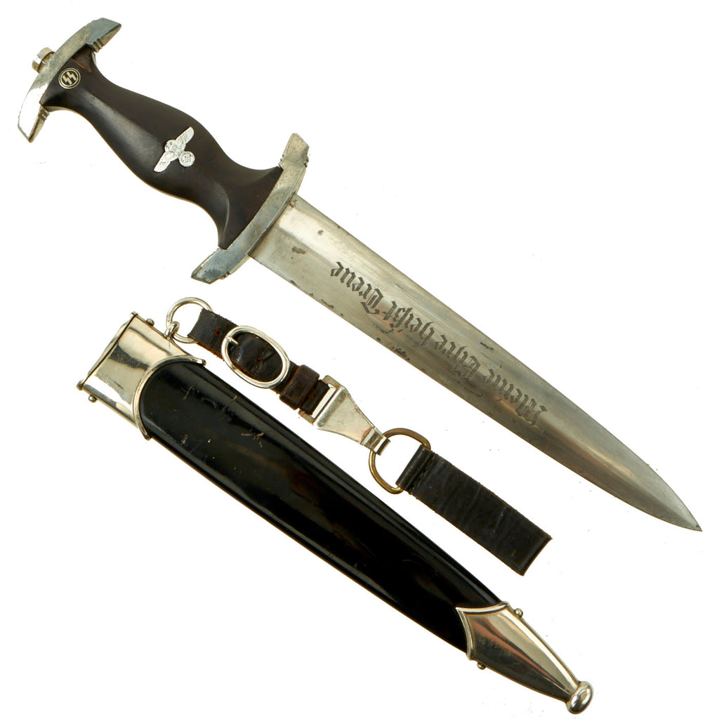 Original German WWII Model 1933 SS Dagger by Carl Malsch-Spitzer with Scabbard & Hanger - RZM M7/91 RZM 1221/39 Original Items