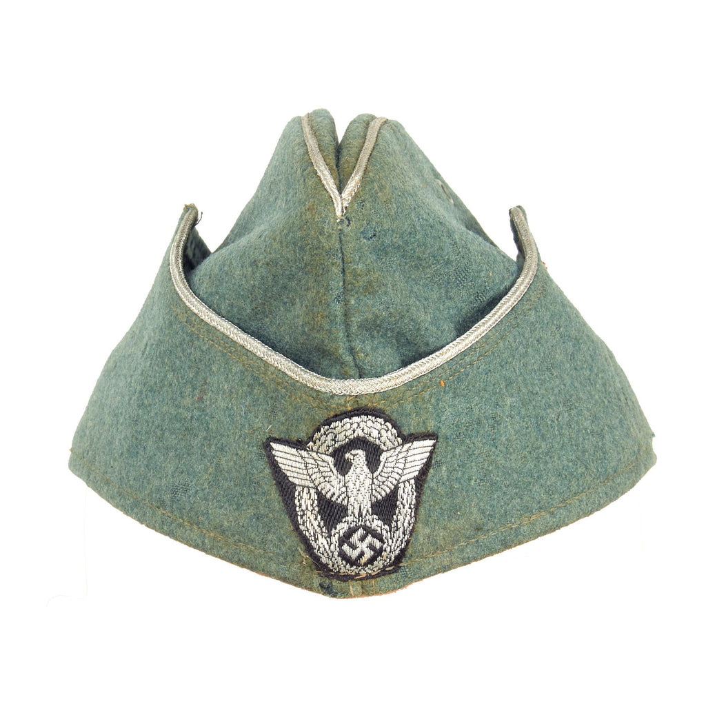 Original German WWII Protection Police Officer's M38 Overseas Cap - size 57cm - Schiffchen Original Items