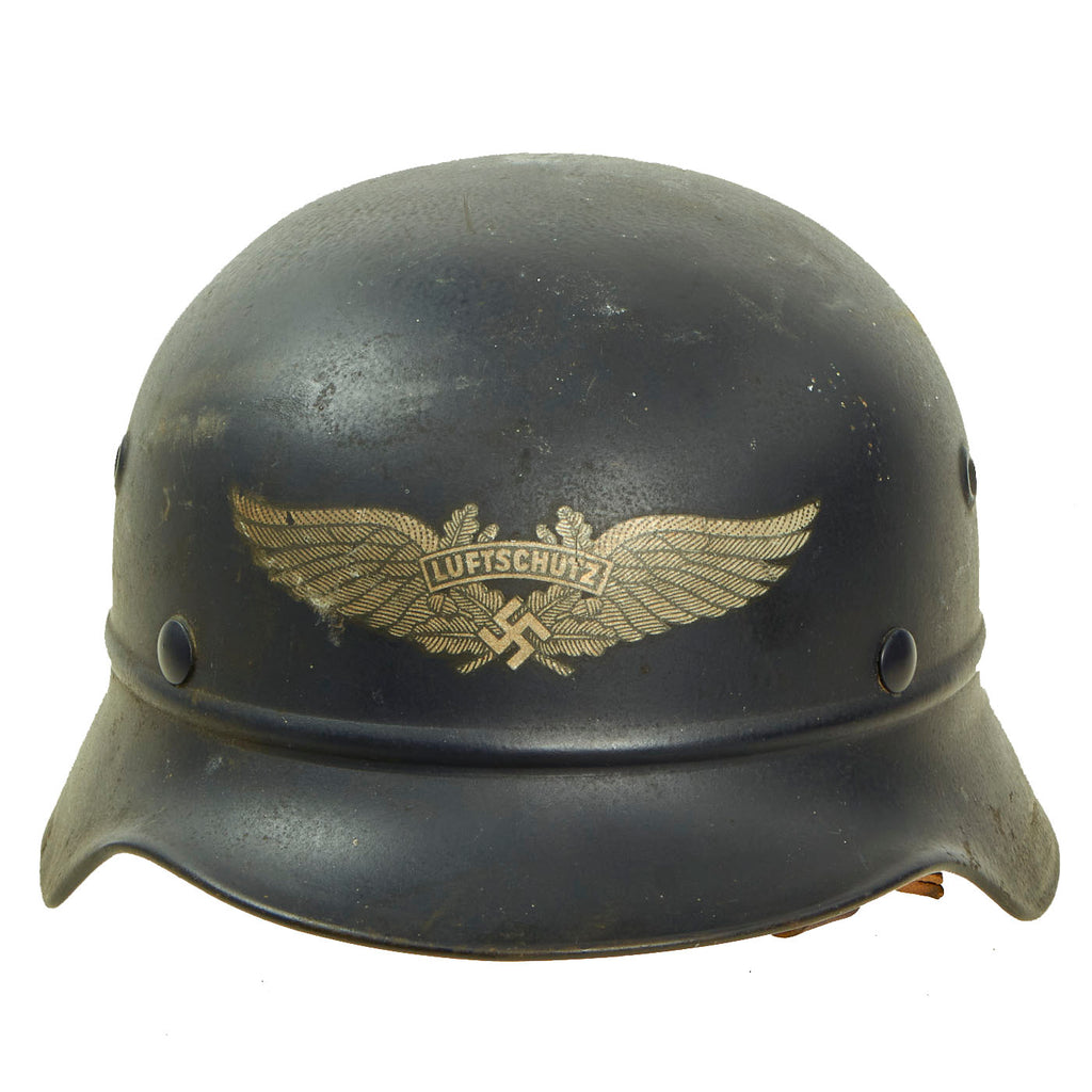 Original German WWII Luftschutz Civil Air Defense Beaded M40 Helmet Liner & Damaged Chinstrap - Q64 Original Items