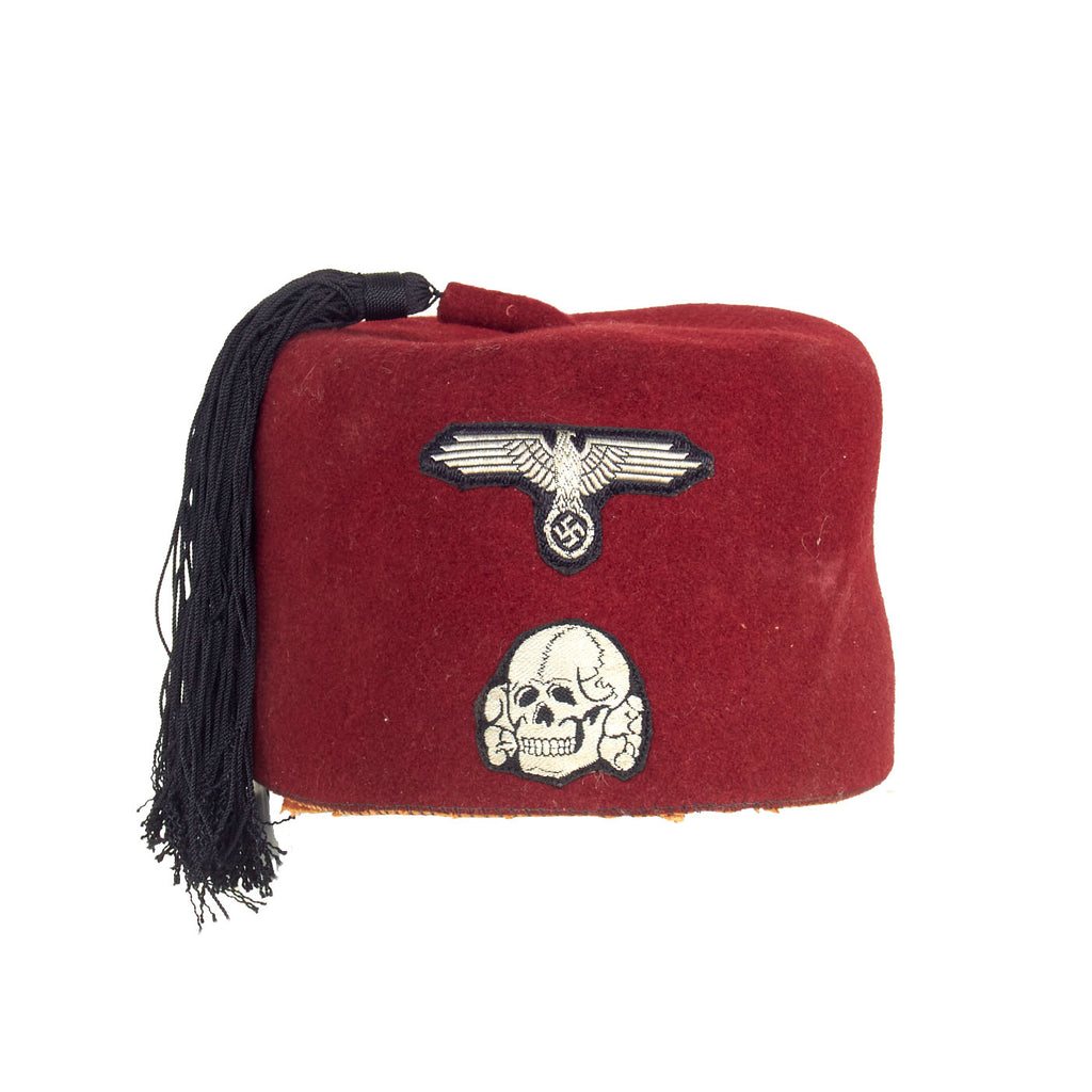 Original German WWII Waffen SS M43 Maroon Parade Fez for Foreign Volunteers with Tassel & Torn Sweatband Original Items