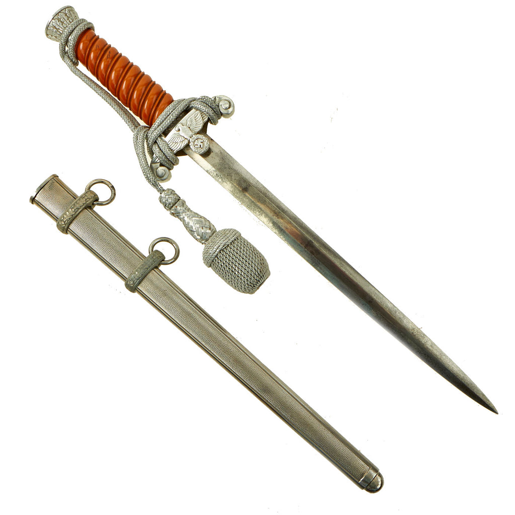 Original WWII German Army Heer Monogrammed Officer Dagger by PUMA with Portepee and Scabbard Original Items