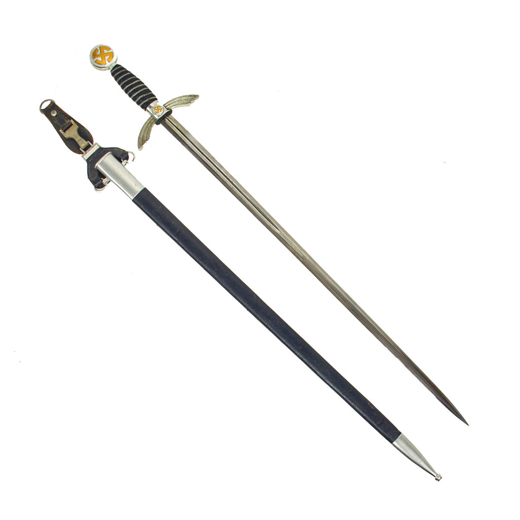 Original German WWII Luftwaffe Officer Sword with Aluminum Fittings by E. & F. Hörster with Rare Vertical Hanger Original Items