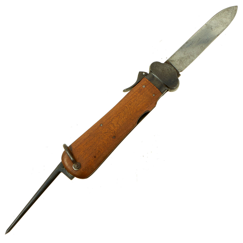 Original German WWII Late War Luftwaffe Take Down Fallschirmjäger Gravity Knife with Solingen RB Number Original Items