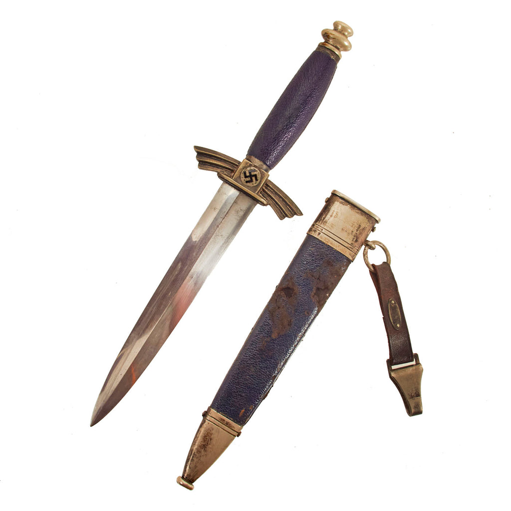 Original WWII German Early NSFK Glider Pilot's Dagger by Rare Maker F. & A. Helbig with Scabbard & Hanger Original Items