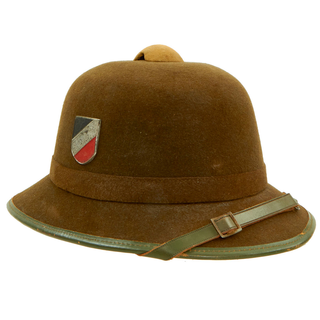 Original German WWII Unissued 2nd Model 1942 dated Afrikakorps DAK Sun Helmet by JTA with Badges - size 53 Original Items