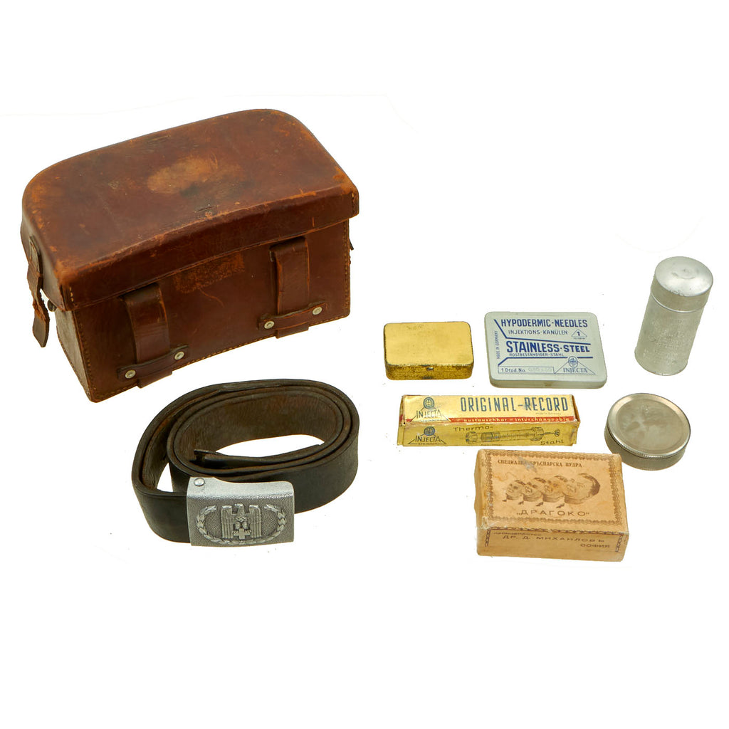 DRAFT Original German WWII Luftwaffe Belt Buckle & Insignia Grouping with EKII - 5 Items Original Items