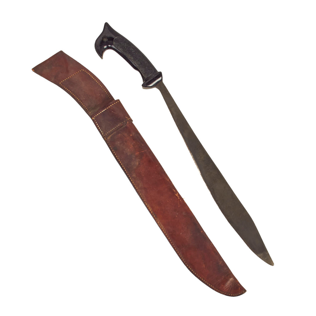 Original WWII U.S. OSS Philippine Guerilla Machete with Original Leather Sheath Original Items