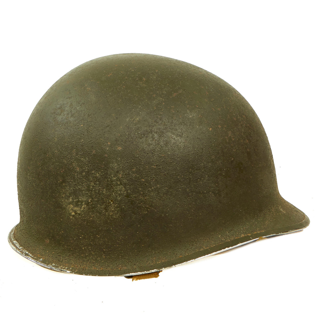 Original U.S. WWII 1942 McCord M1 Front Seam Fixed Bale Helmet with Rare Hawley Paper Liner Original Items
