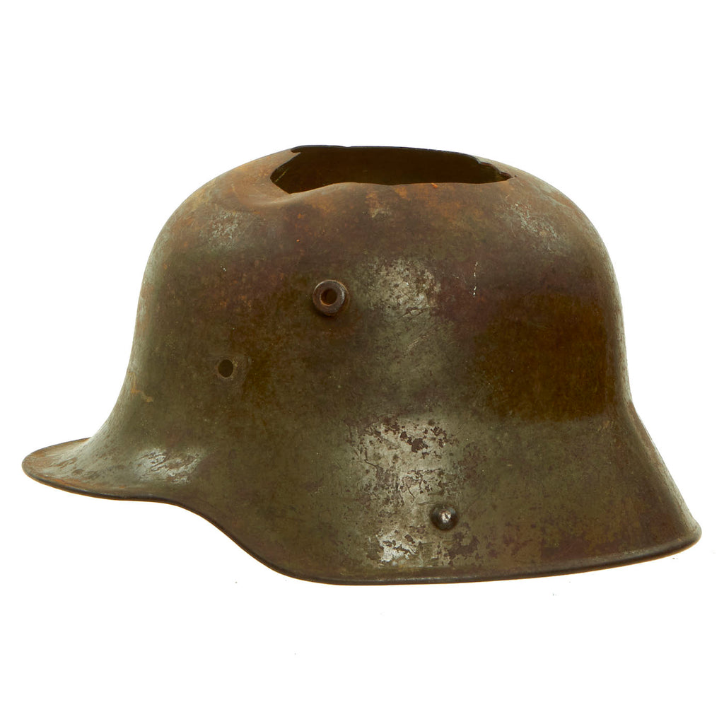 Original Imperial German WWI Battle Damaged M16 Stahlhelm Army Helmet Shell - marked ET66 Original Items