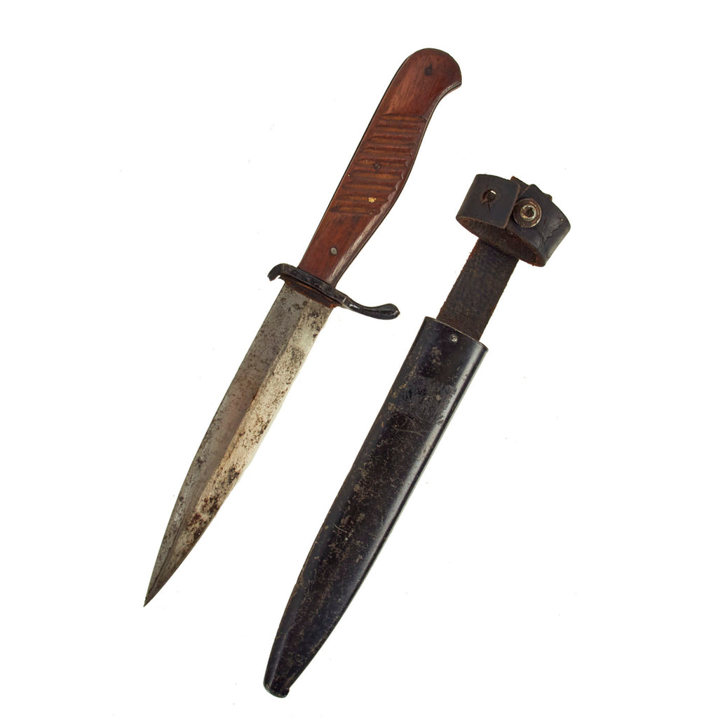Original German WWI Fighting Trench Knife with Original Rolled Steel Scabbard Original Items