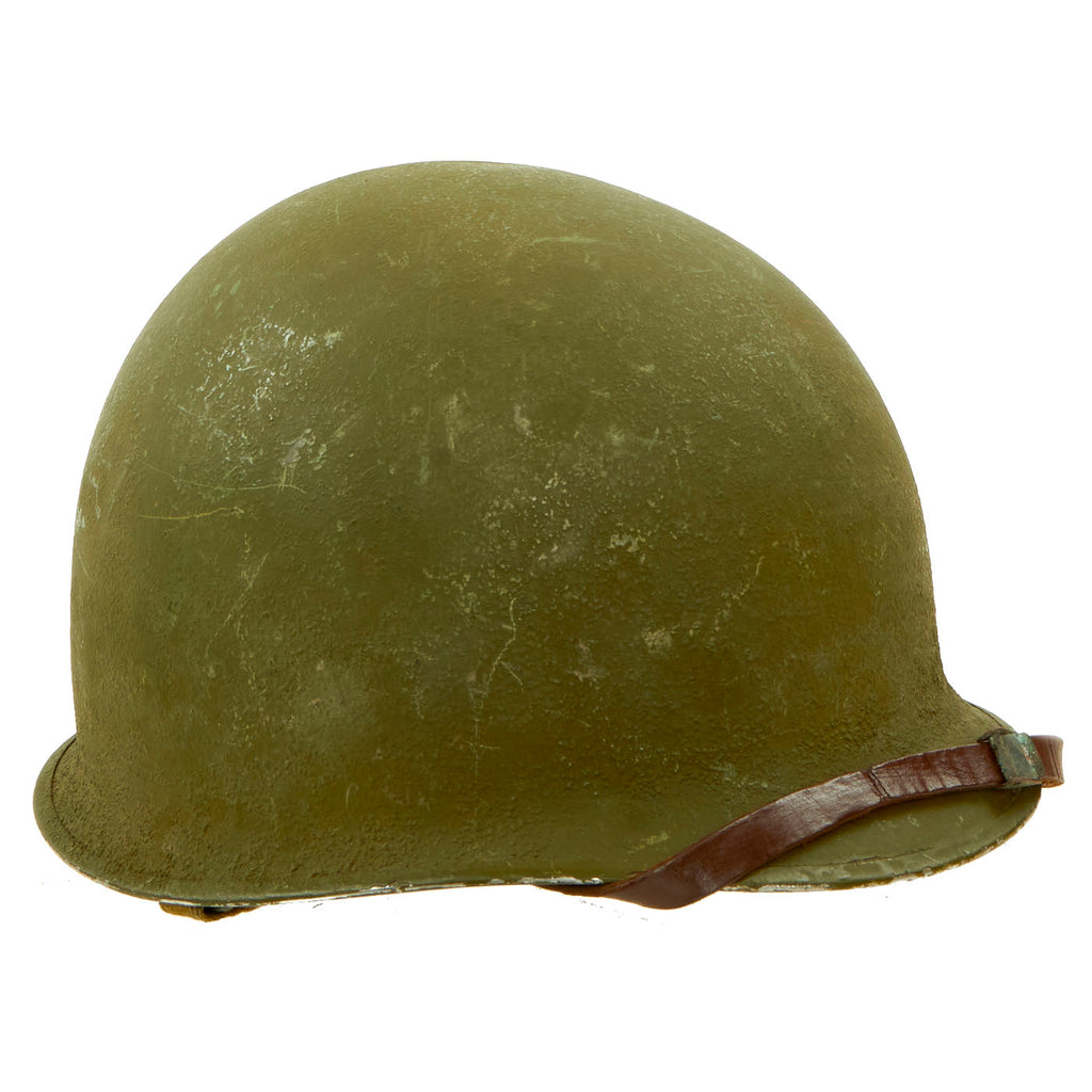 Original U.S. WWII 1942 M1 McCord Front Seam Fixed Bale Helmet with Westinghouse Liner Original Items
