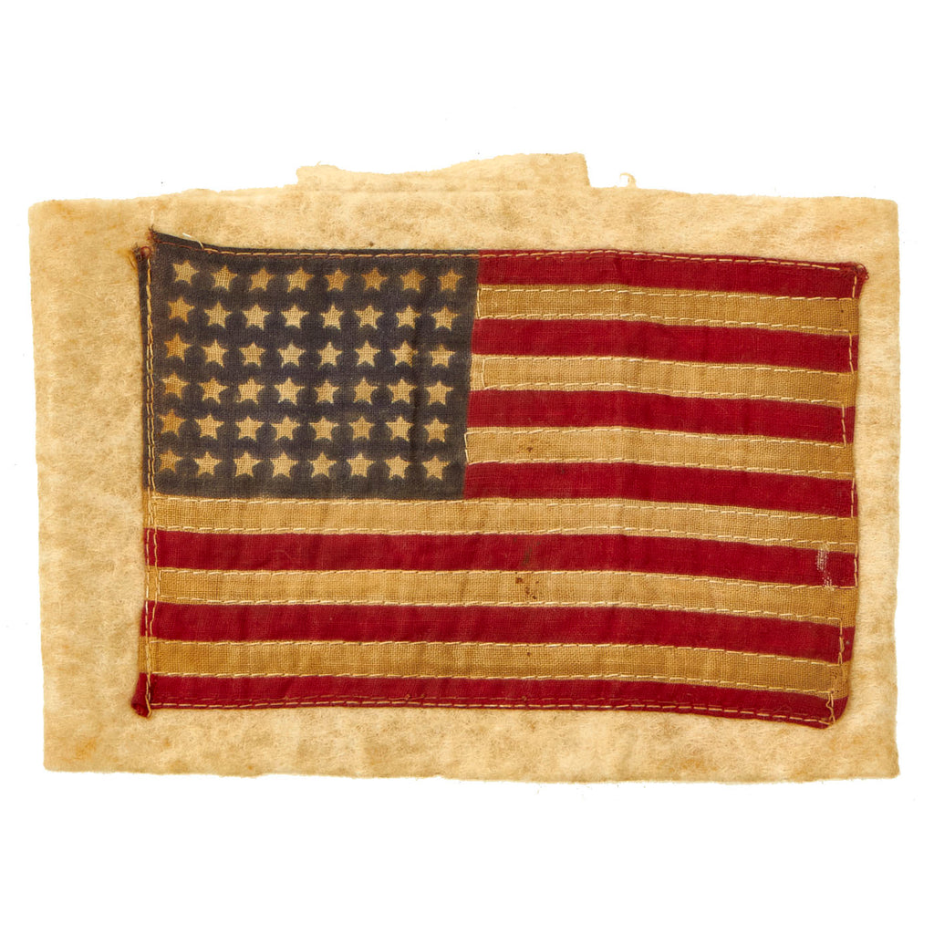 Original U.S. WWII Early Service Worn Infantry Troops North Africa / Italy Invasion American Flag Cotton Armband with Safety Pin Original Items