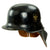 Original German WWII M34 Square Dip Fire Police Helmet with Rare Leather Neck Shield - Feuerwehr Original Items