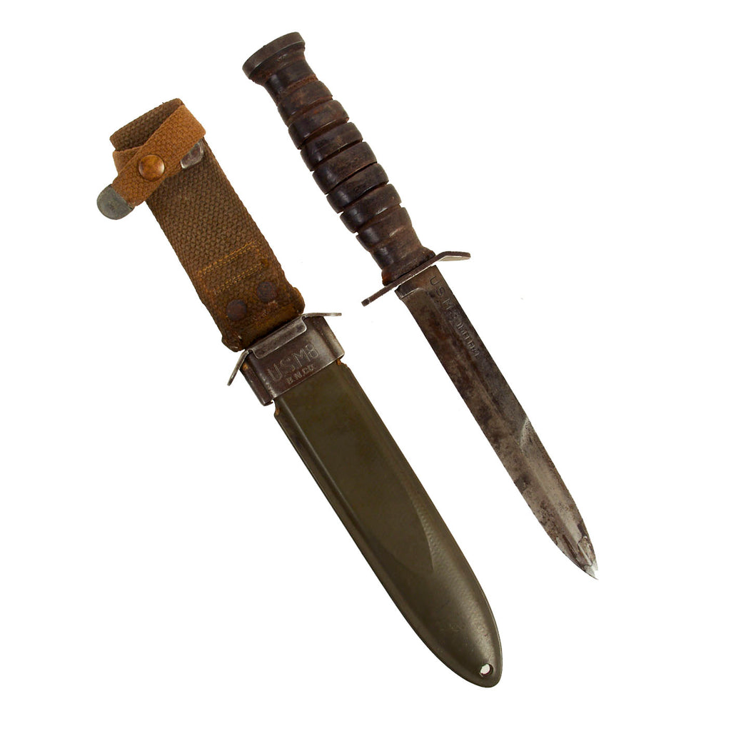 Original U.S. WWII Blade Marked M3 Fighting Knife by Imperial Knife Co. with M8 Scabbard Original Items