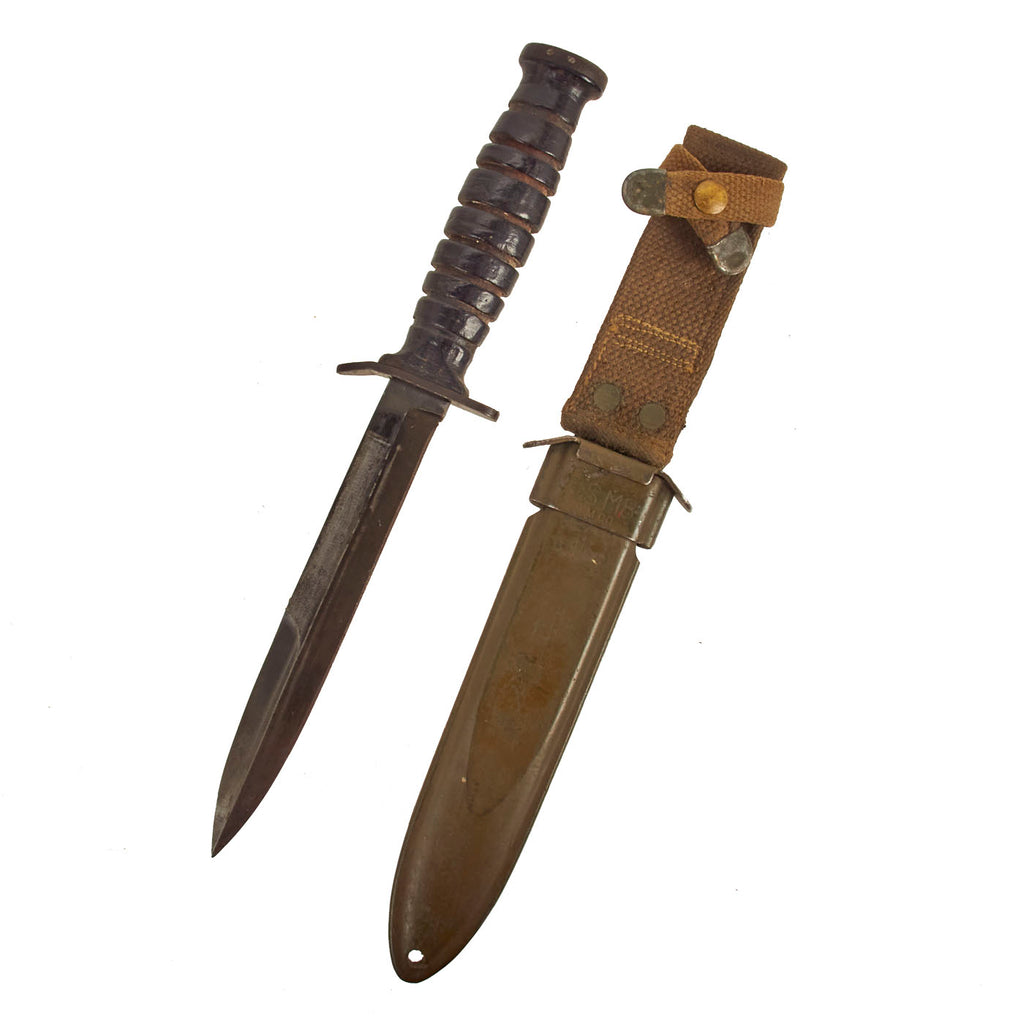 Original U.S. WWII M3 Blade Marked Fighting Knife by Camillus with M8 Scabbard Original Items