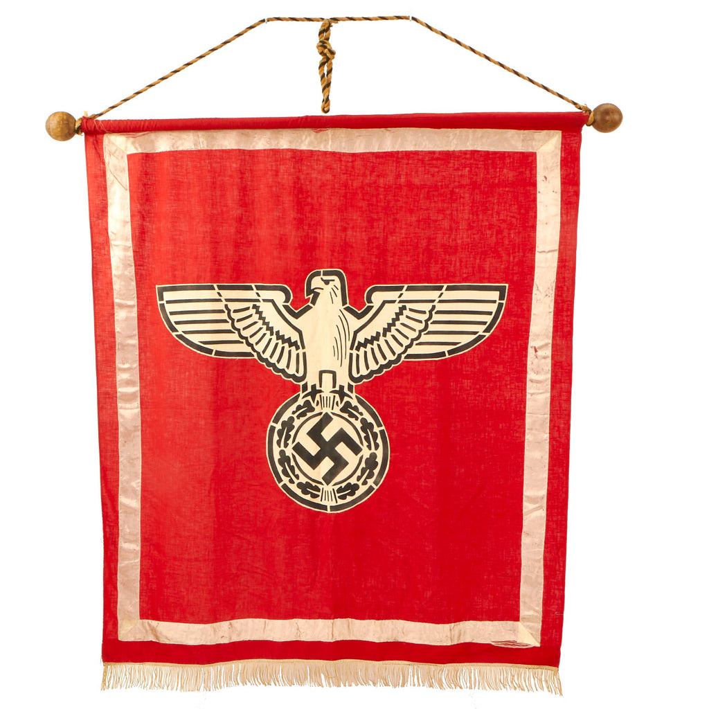 Original German WWII NSDAP Reichsadler Eagle Podium Banner - Intact with Hanger - 48" x 44" Original Items