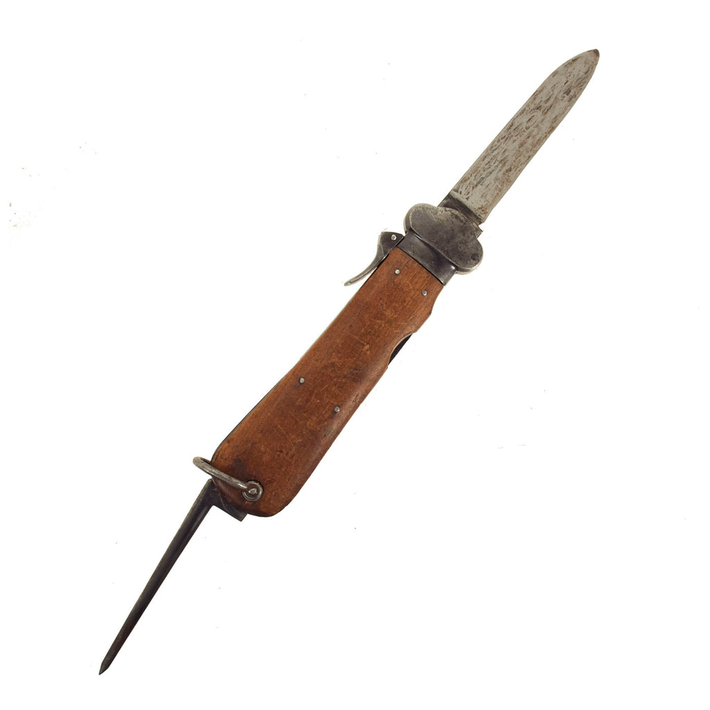 Original German WWII Late War Luftwaffe Take Down Fallschirmjäger Gravity Knife with Solingen RB Number Original Items