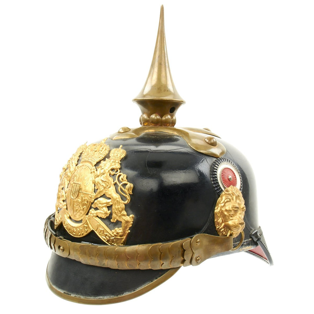 Original German WWI Bavarian M1896 High Ranking Police Officer Fiber Shell Pickelhaube Helmet Original Items