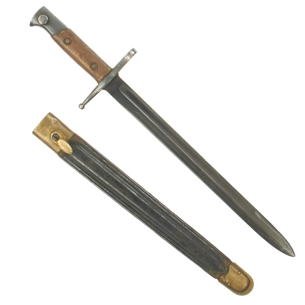 Original WWII Italian M1891 Carcano Rifle Bayonet with Leather Scabbard - Carcano-Mannlicher Original Items