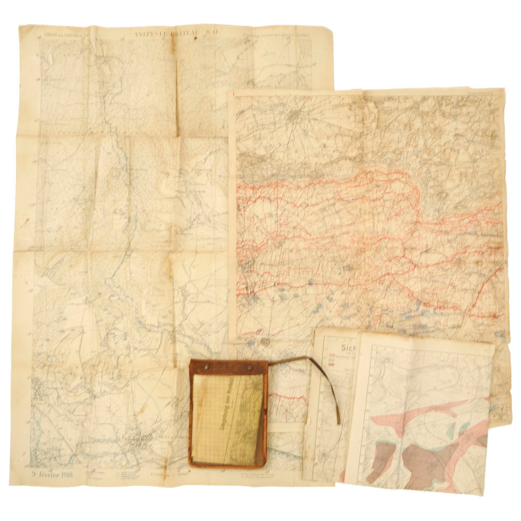 Original German WWI & WWII Military Map Collection - 4 Maps Original Items