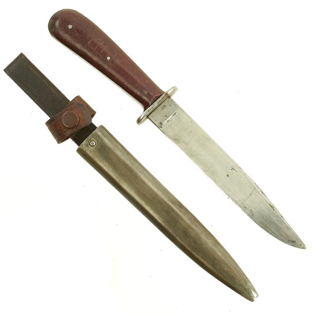 Original German WWII Bakelite Handle Trench Fighting Knife with Belt Scabbard Original Items