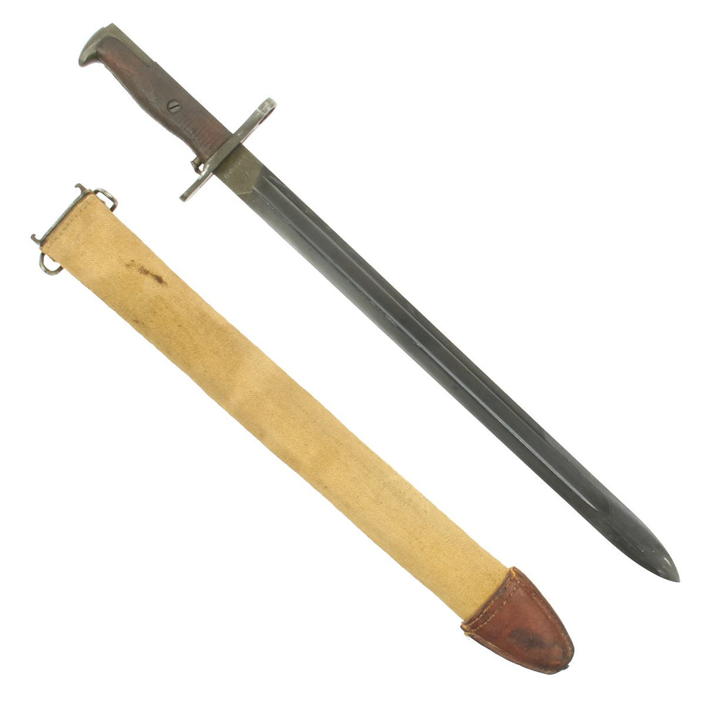 Original U.S. WWI M1905 Springfield 16 inch Rifle Bayonet marked S.A. with M1910 Scabbard - dated 1918 Original Items