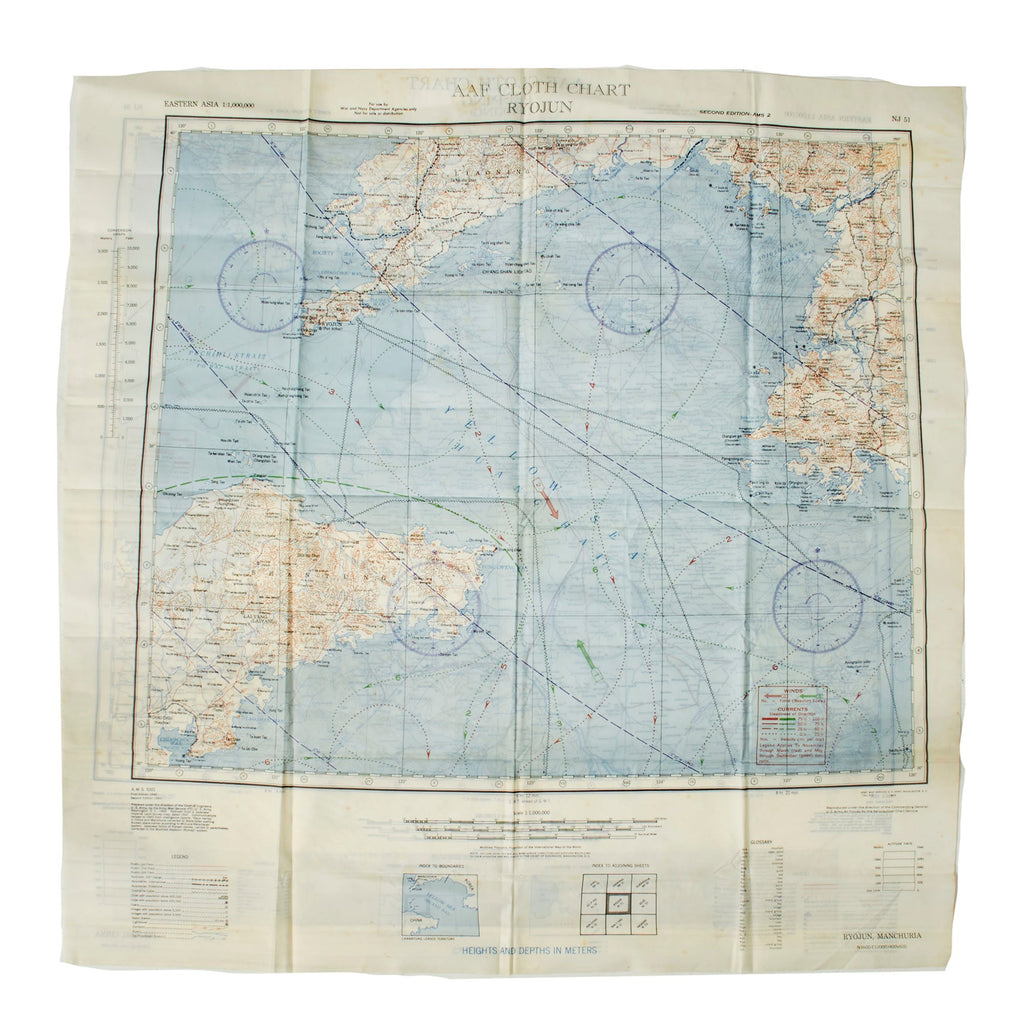 Original U.S. WWII 1943 & 1944 Dated Army Air Forces Escape and Evasion “Silk” Map Lot - 2 Items Original Items