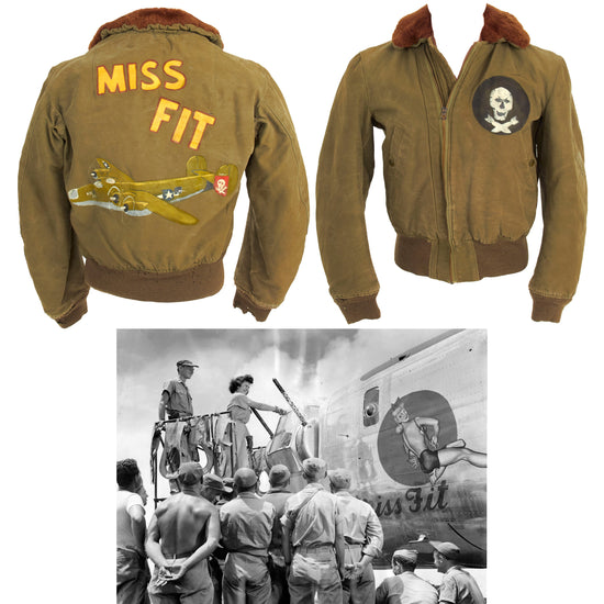 Original U.S. WWII Jolly Rogers 90th Bomb Group B-24 “Miss Fit” Painted 400th Bomb Squadron B-15 Jacket With A-11 Trouser Original Items