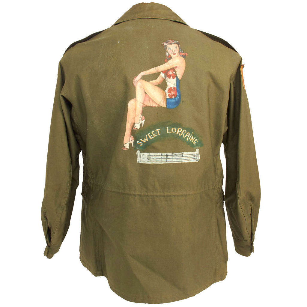 Original U.S. WWII 15th Air Force Bombardier “Sweet Lorraine” Pinup Painted M-1943 Field Jacket Original Items