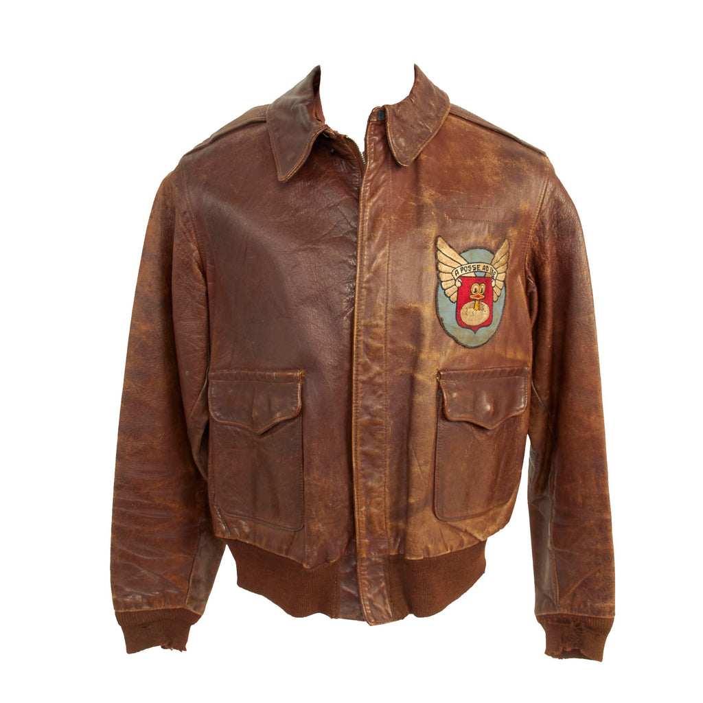 Original U.S. WWII 5th Flying Training Detachment, Ryan Airfield Patched A-2 Leather Flight Jacket Original Items