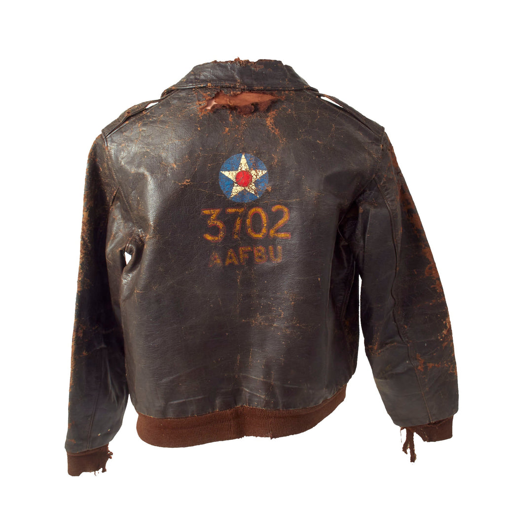 Original U.S. WWII Painted A-2 Leather Flight Jacket For 3702d Army Air Forces Base Unit (Technical School) - Technical Division, Air Training Command Original Items