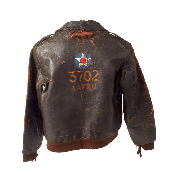 Original U.S. WWII Painted A-2 Leather Flight Jacket For 3702d Army Air Forces Base Unit (Technical School) - Technical Division, Air Training Command Original Items