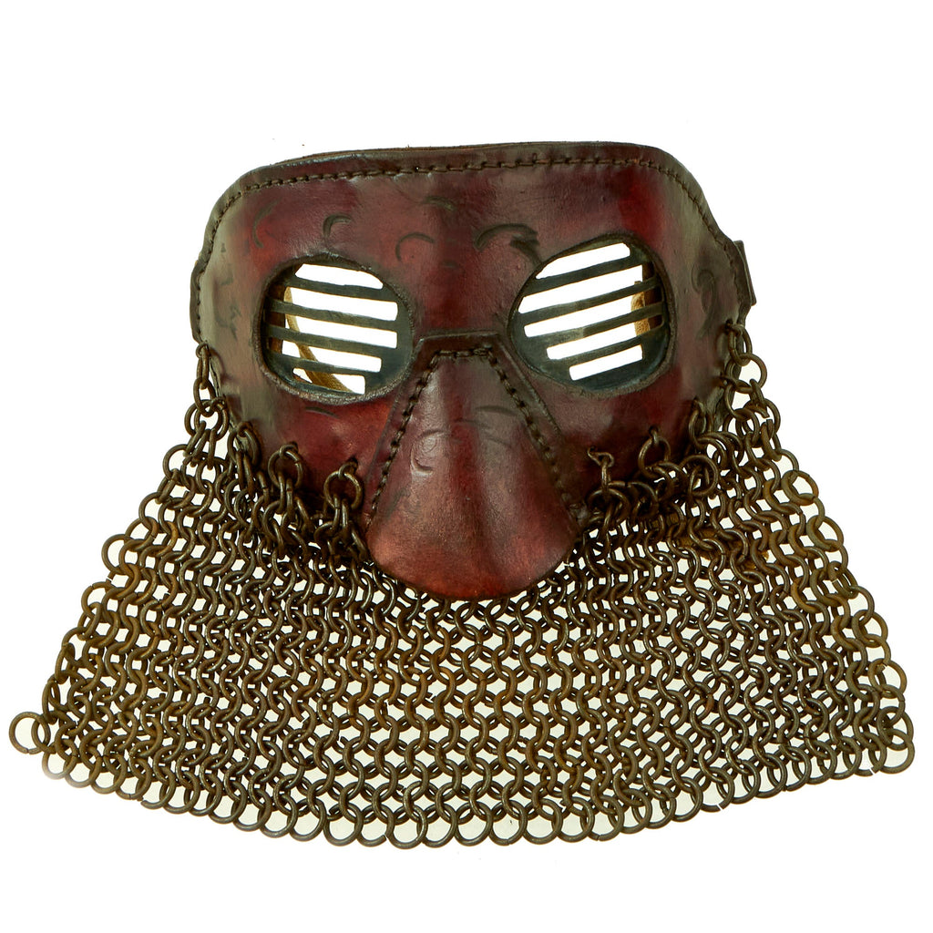British WWI Tankers Leather Covered Splatter Mask with Chainmail Mouth Guard Original Items