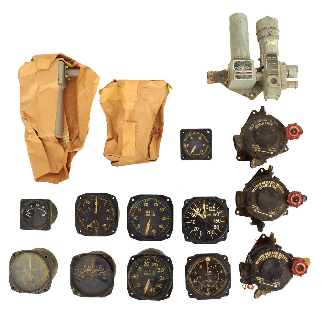 Original U.S. WWII to Cold War Era Various Aircraft Gauges and Components - Lot of 15 Original Items