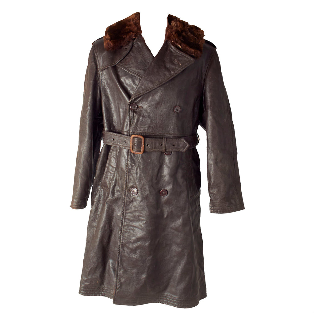 Original U.S. WWII Navy M-69F Leather Transport Pilot Aircraft Coat Original Items