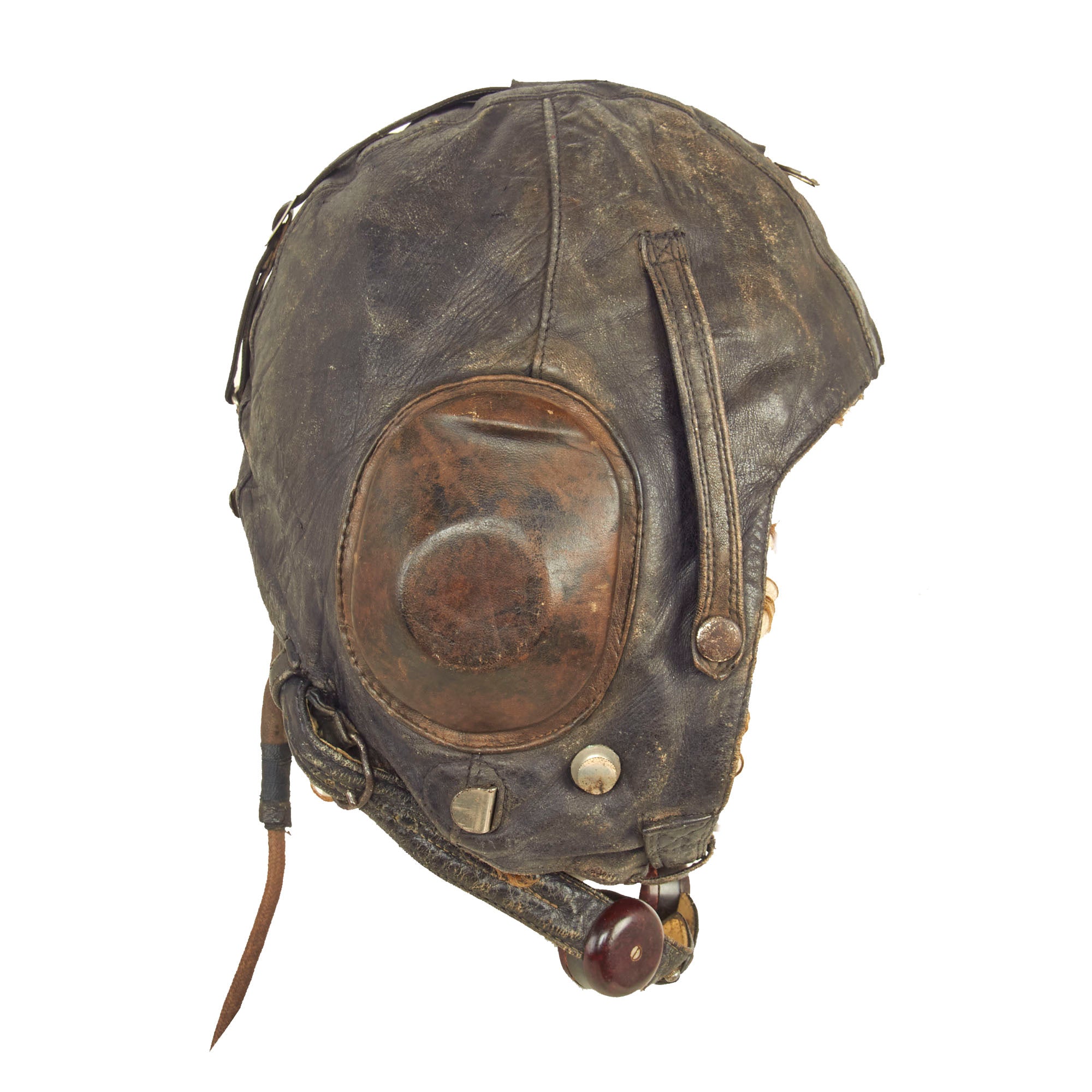 Original Soviet Union WWII Era Soviet Air Forces Leather Flight Helmet With WWII German Avionics