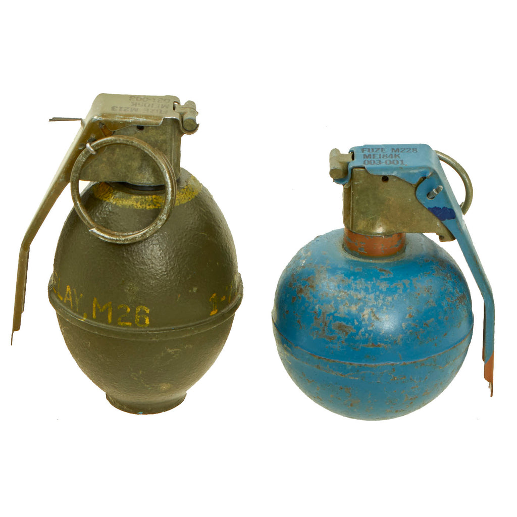 Original U.S. Vietnam War Era Inert M30 and M69 Fragmentation Practice Grenades - Blue Bodies Original Items