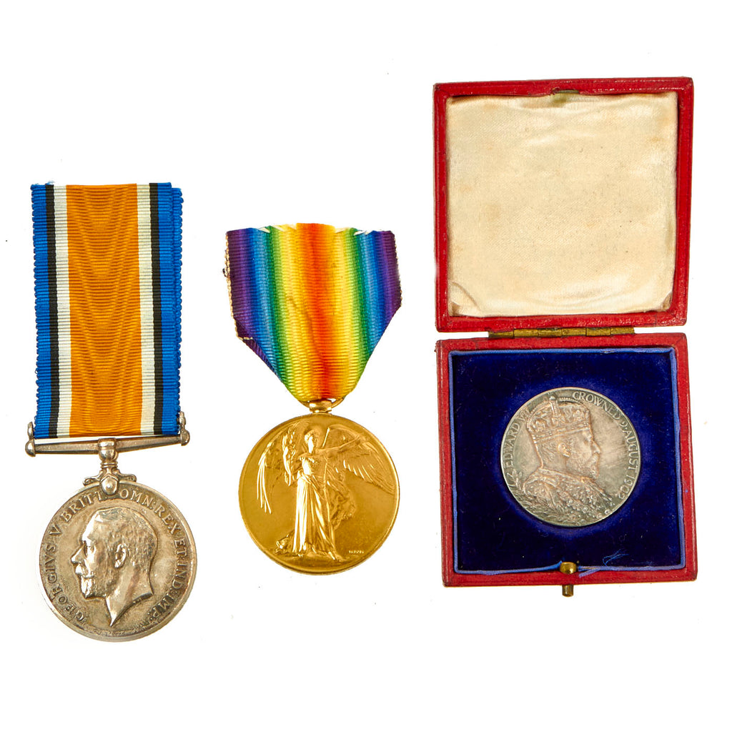 Original British WWI Named Medal Lot For Sapper J. C. Weekes Royal Engineers With 1902 Coronation Medal - 3 Items Original Items