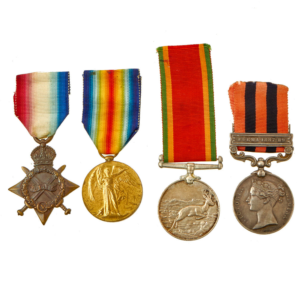 Original British and Commonwealth Nations Pre-WWI to WWII Name Engraved General Service Medal Lot - 4 Medals Original Items