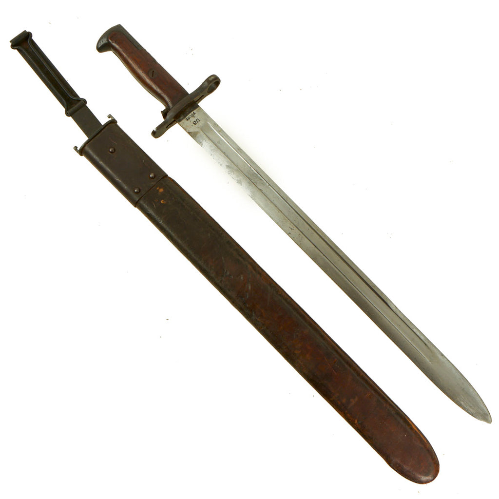 Original U.S. WWI M1905 Springfield 16 inch Rifle Bayonet by S.A. with Rare M1906 Scabbard - dated 1906 Original Items
